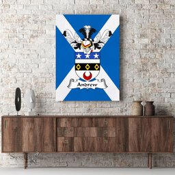 ScotsTee Shop Scottish Andrew Clan Family Crest Scottish Flag Framed Canvas Print