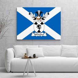 ScotsTee Shop Scottish Aldington Clan Family Crest Scottish Flag Framed Canvas Print