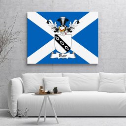 ScotsTee Shop Scottish Blair Clan Family Crest Scottish Flag Framed Canvas Print