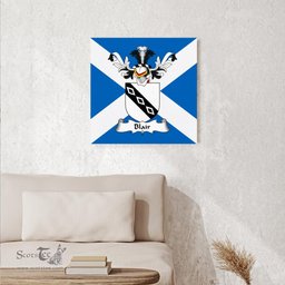 ScotsTee Shop Scottish Blair Clan Family Crest Scottish Flag Framed Canvas Print