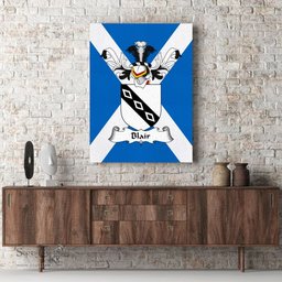 ScotsTee Shop Scottish Blair Clan Family Crest Scottish Flag Framed Canvas Print