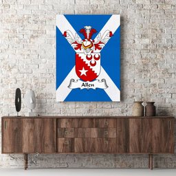 ScotsTee Shop Scottish Allen Clan Family Crest Scottish Flag Framed Canvas Print