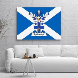 ScotsTee Shop Scottish Ballentine Clan Family Crest Scottish Flag Framed Canvas Print