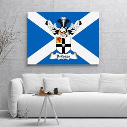 ScotsTee Shop Scottish Bridges Clan Family Crest Scottish Flag Framed Canvas Print