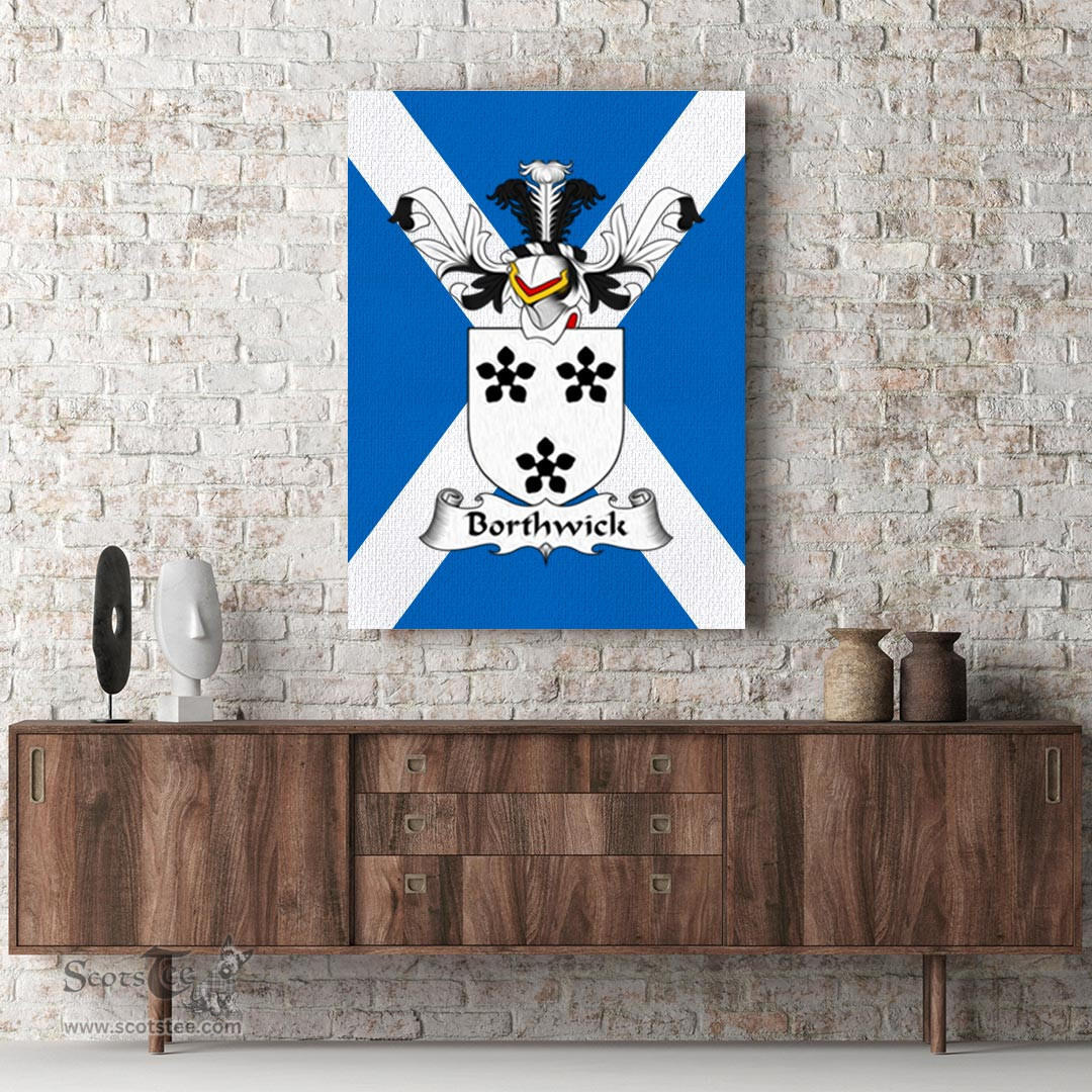 ScotsTee Shop Scottish Borthwick Clan Family Crest Scottish Flag Framed Canvas Print