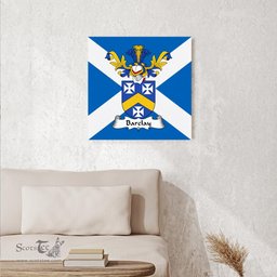 ScotsTee Shop Scottish Barclay Clan Family Crest Scottish Flag Framed Canvas Print