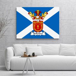 ScotsTee Shop Scottish Bellenden Clan Family Crest Scottish Flag Framed Canvas Print