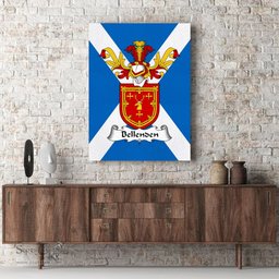 ScotsTee Shop Scottish Bellenden Clan Family Crest Scottish Flag Framed Canvas Print
