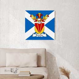 ScotsTee Shop Scottish Brechin Clan Family Crest Scottish Flag Framed Canvas Print