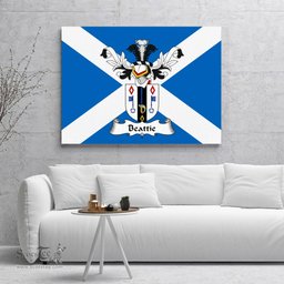 ScotsTee Shop Scottish Beattie Clan Family Crest Scottish Flag Framed Canvas Print