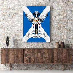 ScotsTee Shop Scottish Beattie Clan Family Crest Scottish Flag Framed Canvas Print