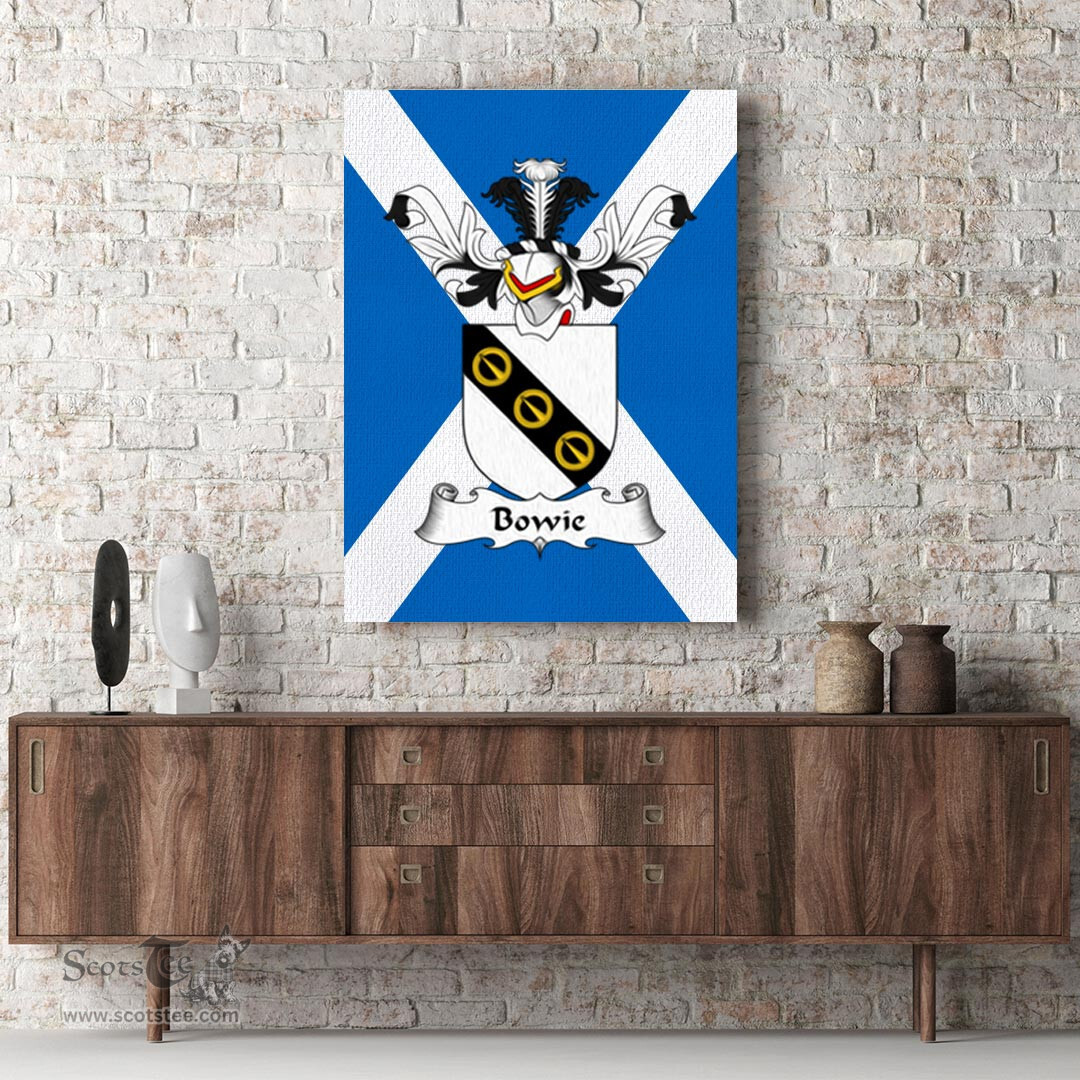 ScotsTee Shop Scottish Bowie Clan Family Crest Scottish Flag Framed Canvas Print