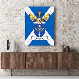 ScotsTee Shop Scottish Alston Clan Family Crest Scottish Flag Framed Canvas Print