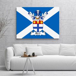 ScotsTee Shop Scottish Blaw or Blew Clan Family Crest Scottish Flag Framed Canvas Print