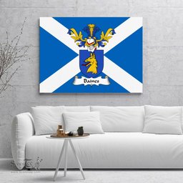 ScotsTee Shop Scottish Bain or Baines Clan Family Crest Scottish Flag Framed Canvas Print