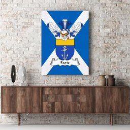 ScotsTee Shop Scottish Farie Clan Family Crest Scottish Flag Framed Canvas Print