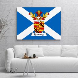 ScotsTee Shop Scottish Dempster Clan Family Crest Scottish Flag Framed Canvas Print