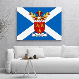 ScotsTee Shop Scottish Falconer Clan Family Crest Scottish Flag Framed Canvas Print