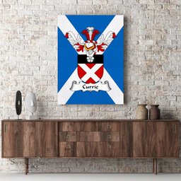ScotsTee Shop Scottish Currie Clan Family Crest Scottish Flag Framed Canvas Print