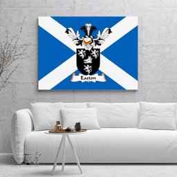 ScotsTee Shop Scottish Easton or Eiston Clan Family Crest Scottish Flag Framed Canvas Print