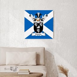 ScotsTee Shop Scottish Easton or Eiston Clan Family Crest Scottish Flag Framed Canvas Print