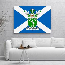 ScotsTee Shop Scottish Corstorphine Clan Family Crest Scottish Flag Framed Canvas Print