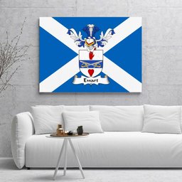 ScotsTee Shop Scottish Ewart Clan Family Crest Scottish Flag Framed Canvas Print