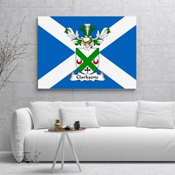 ScotsTee Shop Scottish Clarksone Clan Family Crest Scottish Flag Framed Canvas Print