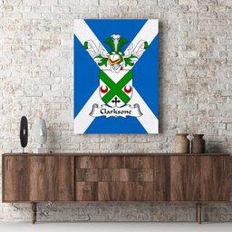 ScotsTee Shop Scottish Clarksone Clan Family Crest Scottish Flag Framed Canvas Print