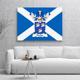 ScotsTee Shop Scottish Forbes Clan Family Crest Scottish Flag Framed Canvas Print