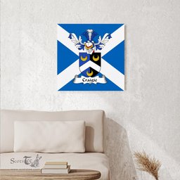ScotsTee Shop Scottish Craigie or Craig Clan Family Crest Scottish Flag Framed Canvas Print