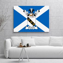 ScotsTee Shop Scottish Bunkell or Bunell Clan Family Crest Scottish Flag Framed Canvas Print