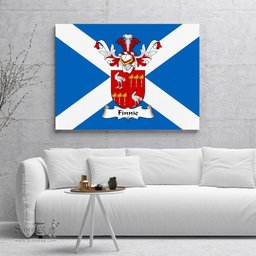 ScotsTee Shop Scottish Finnie Clan Family Crest Scottish Flag Framed Canvas Print