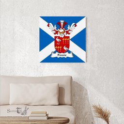 ScotsTee Shop Scottish Finnie Clan Family Crest Scottish Flag Framed Canvas Print