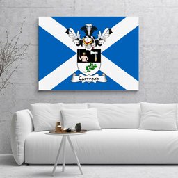 ScotsTee Shop Scottish Carwood Clan Family Crest Scottish Flag Framed Canvas Print