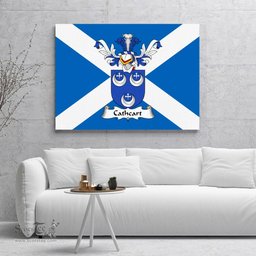 ScotsTee Shop Scottish Cathcart Clan Family Crest Scottish Flag Framed Canvas Print