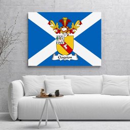 ScotsTee Shop Scottish Clogston Clan Family Crest Scottish Flag Framed Canvas Print