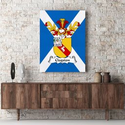 ScotsTee Shop Scottish Clogston Clan Family Crest Scottish Flag Framed Canvas Print