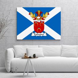 ScotsTee Shop Scottish Eglington Clan Family Crest Scottish Flag Framed Canvas Print