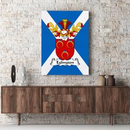 ScotsTee Shop Scottish Eglington Clan Family Crest Scottish Flag Framed Canvas Print