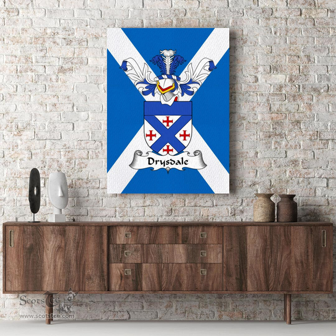 ScotsTee Shop Scottish Drysdale Clan Family Crest Scottish Flag Framed Canvas Print