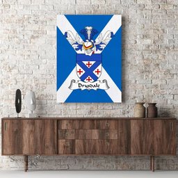 ScotsTee Shop Scottish Drysdale Clan Family Crest Scottish Flag Framed Canvas Print