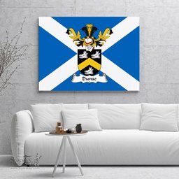 ScotsTee Shop Scottish Dunse Clan Family Crest Scottish Flag Framed Canvas Print