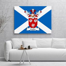 ScotsTee Shop Scottish Cockie Clan Family Crest Scottish Flag Framed Canvas Print