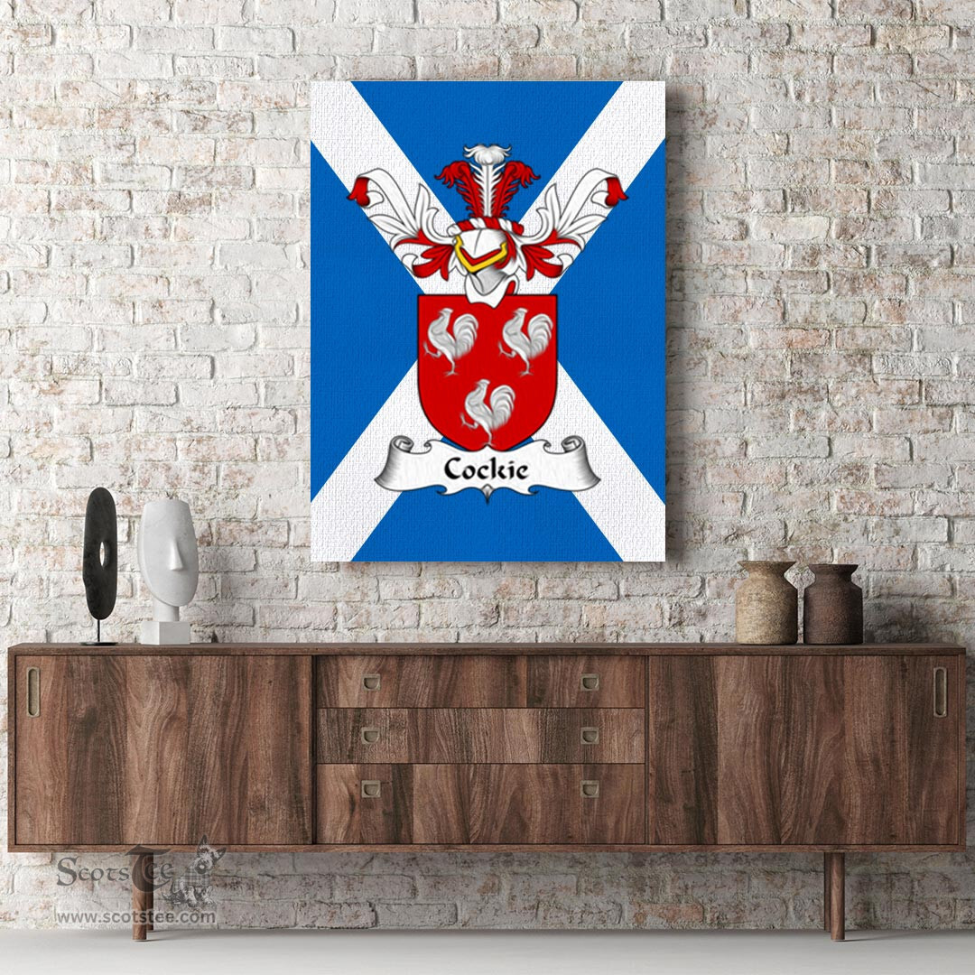 ScotsTee Shop Scottish Cockie Clan Family Crest Scottish Flag Framed Canvas Print
