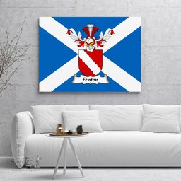 ScotsTee Shop Scottish Fenton Clan Family Crest Scottish Flag Framed Canvas Print