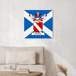 ScotsTee Shop Scottish Fenton Clan Family Crest Scottish Flag Framed Canvas Print