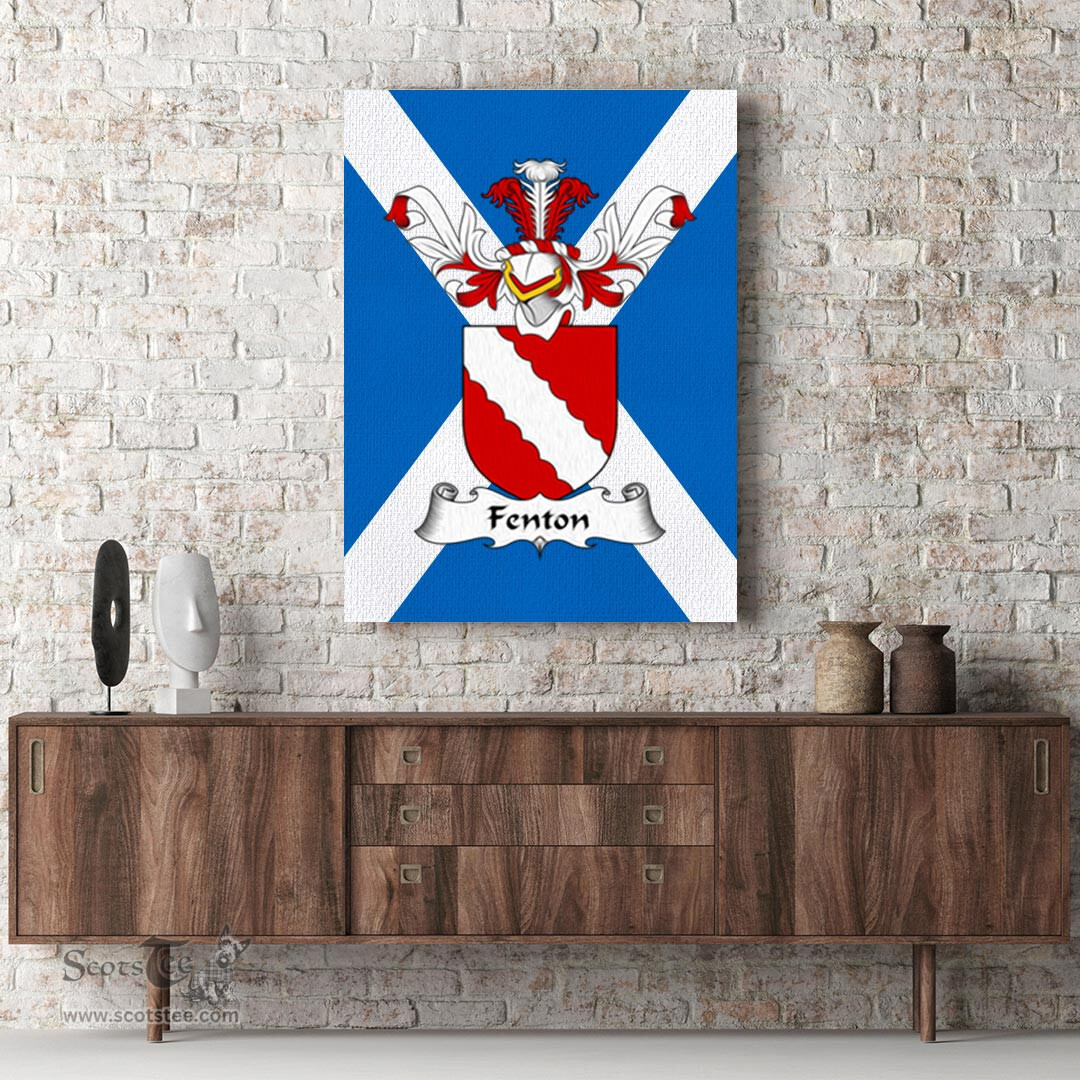 ScotsTee Shop Scottish Fenton Clan Family Crest Scottish Flag Framed Canvas Print
