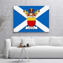 ScotsTee Shop Scottish Carron Clan Family Crest Scottish Flag Framed Canvas Print