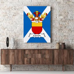 ScotsTee Shop Scottish Carron Clan Family Crest Scottish Flag Framed Canvas Print